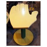 Painted Wood Pedestal Table With Hand-Shaped Top, 26" x 25" x 18", And Folding Painted Wood Accent T