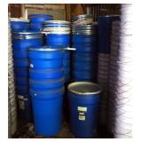 Polyvinyl Chemical Barrels With Locking Lids, Various Sizes And 5 Gallon Buckets