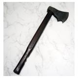 Long Handled Axe With Damascus Head, Handle With Beveled Finger Slots