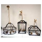Minka Lavery Posh Horizen 4 Light Pendent Chandeliers, In Sand Black With Gold Leaf Finish And Clear