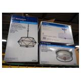 Westinghouse Matt Black 2 Light Pendent Chandelier, Semi Flush Mount Fixture, And 2 Light Brushed Ni