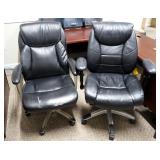 Rolling Adjustable Desk Chairs, With Faux Leather Upholstery, Qty 2