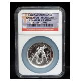 2010 P Australia Silver $1 Kangaroo High Relief Coin, Certified By NGC, Graded PF69 Ultra Cameo, In 