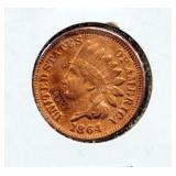 1864 Indian Head Pennies, Qty 5
