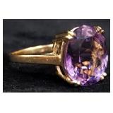 14k Gold Ring With Purple Stone, Size 7, Approx 4.68 g Total Weight Including Stone