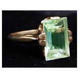 10k Gold Ring With Green Stone, Size 6-3/4, Approx 3.45 g Total Weight Including Stone