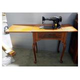 Singer 201-2 Sewing Machine With Singer Sewing Table, 31" H x 25.5" W x 17.75 D, Opened Width 50", D