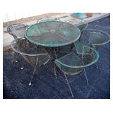 Outdoor Patio Set, Includes Table With Hole For Umbrella (29.5" H x 42" Diameter) And 6 Chairs