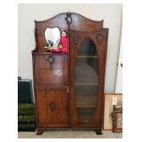 Antique Solid Wood Drop Front Secretary, 61" x 33.25" x 12"