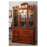 Lighted Single Door China Hutch With 3 Drawers, 82" x 48" 18"