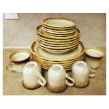 Vintage Mikasa China Whole Wheat 6 Place Dinner Setting Including Plates, Cups And Saucers