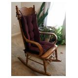 Oak Rocker With Pressed Back Accent, 45" x 25" x 33"