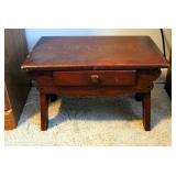 Vintage Solid Wood Foot Stool With Drawer, 11" x 17" x 12"