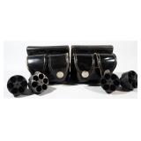 Safariland 6-Rd Speed Loaders, Qty 4, In Leather Holsters