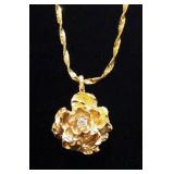14K Gold Necklace With Unmarked Pendant With Clear Stone, Possibly Diamond, 24" Long, Approx 8.73 g 