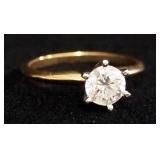 14K Gold Ring With Clear Stone, Possibly Diamond, Size 6-1/4, Approx 2.17 g Total Weight Including S