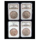 1986, 1987, And 1996 American Eagle $1 Silver Coins, Each 1 oz Fine Silver, Certified By NGC, Graded