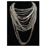 Sterling Silver Necklaces, Some With Colored Stones, Various Lengths And Styles, Approx 554.53 g Tot