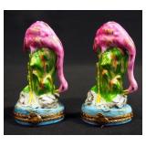 Limoges Hand Painted Flamingo With Fish Trinket Boxes, Qty 2