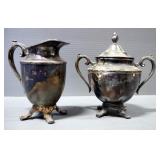 Wm Rogers Creamer And Sugar Bowl Set And Reed & Barton Silverplate Tray