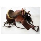 Lookout Saddles Diamond Brand Tooled Leather Saddle, 16" Seat, And Horse Bridle