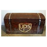 Antique Metal Storage Trunk, Needs Repair, 19" x 36" x 14.75"