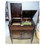 Wood Artophone Record Player With Storage Cabinet Includes Records, Glenn Miller, Mound City Blue Bl