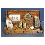 Scrimshaw Tooth Art, Representing Horse And Stagecoach And Sailing Ship And The Dakota 1860 Whaler L