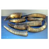 Animal Horn Collection, Assorted Shapes And Sizes, Qty 12, Handcrafted Wood Walking Stick, 62", And 