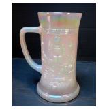 Vintage Federal Glass Iridescent Milk Glass Stein Tankard With Tavern Scene