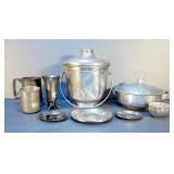 Hammered Aluminum Lidded Bowl 9.5" , Aluminum Ice Bucket 10", Cups ,Jell-o Mold And More, Total Qty 