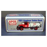 ERTL APCO Petroleum Products 1931 Hawkeye Tanker Die Cast Metal Locking Coin Bank With Key