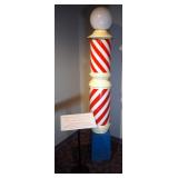 ntique Enameled Metal Barbers Pole With Glass Globe, 86" Tall