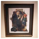 Framed Matted Under Glass Norman Rockwells "Doctor And The Doll" Print, 36" x 31"