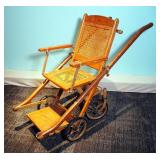 Late 1800s Double Duty Convertible Wheelchair/Stretcher With Cane Seat And Back