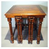 Vintage French Provincial Nesting Tables, Square Top, 21" x 20" x 20", With Matching Round Drop Leaf