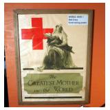 Framed Under Glass The Greatest Mother In The World Red Cross WWI Fundraising Poster, 29.5" x 22.75"