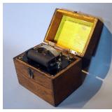 Antique Mrs. O. S. Fowler Chumos Faradic Battery Quack Medical Device In Wood Hinged Box