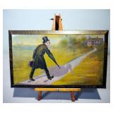 Antique Anheuser Busch Dr. Stork Malt Nutrine Tin Sign, 7.5" x 12.5", Including Wood Easel