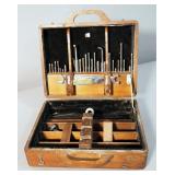 Early 1900 Ideal Mfg. Co Bone Setting Instruments In Wood Dovetailed Storage Case, 10.5" x 12" x 4.5