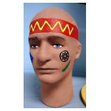 Male Cloth Torso Form On Wood Base, 36" Tall And Painted Styrofoam Mannequin Head
