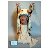 Blackfoot Indian Medicine Mans Split Horn Headdress Adorned With Beads, Feathers And Fur, Circa Earl