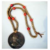 Martin Van Buren Bronze Presidential Peace Medal With Trade Beads, Circa 1837