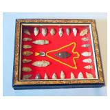 Arrowhead Collection Including Glass Display Case, Circa 1800