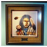 Framed Matted Under Glass Print "Medicine Rattle" Print By J.D. Challenger, Signed By Artist, #53 Of