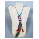 Crow Indian Beaded Turkey Beard Amulet, Circa Early 1900s