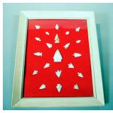 Framed Arrowhead Collection, 20 Small Point & 1 Large Point, Circa 1800s Found In Michigan, 11" x 9.