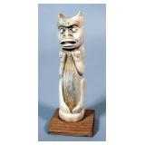 Haida Tribe/ Northwest Coast Indian Hand Carved Bone Gargoyle Amulet, Circa 1880s