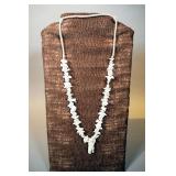 Zunni Indians Standing - Bear Fetish Carved Buffalo Bone Necklace, Circa 1900, 16" Long