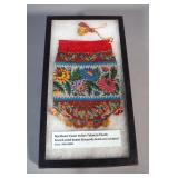 Northeast Coast Indian Tobacco Pouch With French Cut Glass Seed Beads In Glass Top Case, Circa Mid -
